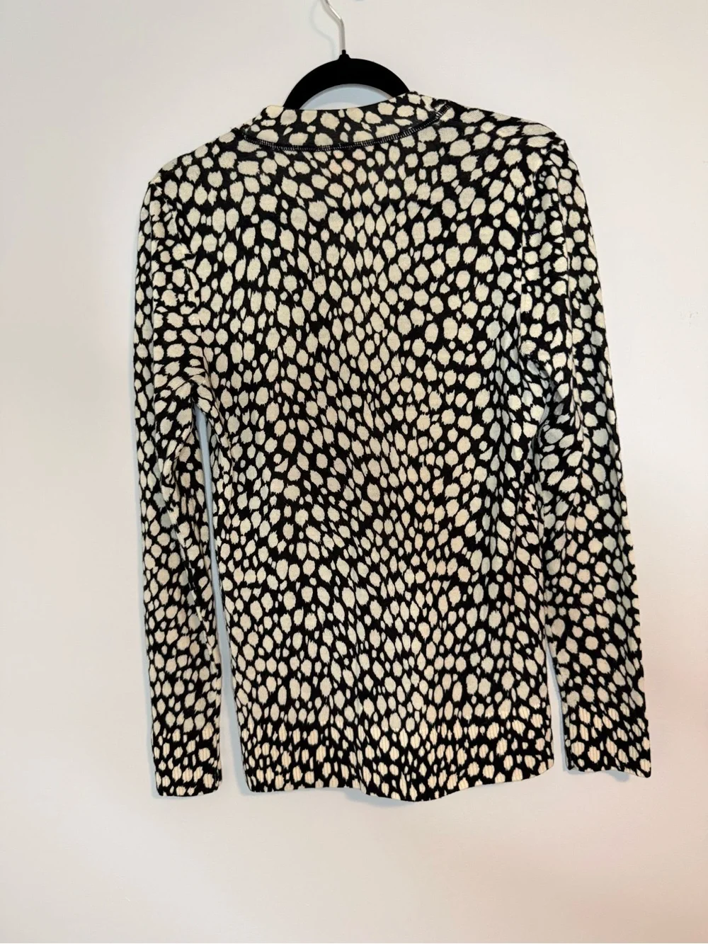 Tory Burch Black & White Printed Button Simone Cardigan missing button